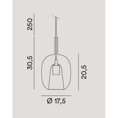 8252 RAIN SOSPENSIONE SINGOLA ALLUNGATA MODERNA BASE OTTONE CON DIFFUSORE IN VETRO D17.5 CM IN 5 COLORI