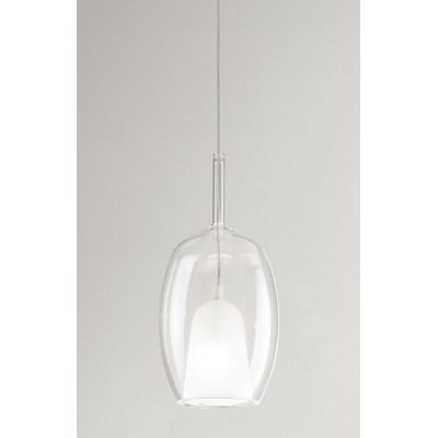8254 RAIN SOSPENSIONE SINGOLA ALLUNGATA MODERNA BASE CROMO CON DIFFUSORE IN VETRO D17 CM IN 5 COLORI