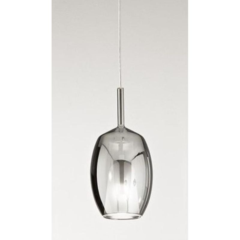 8254 RAIN SOSPENSIONE SINGOLA ALLUNGATA MODERNA BASE CROMO CON DIFFUSORE IN VETRO D17 CM IN 5 COLORI