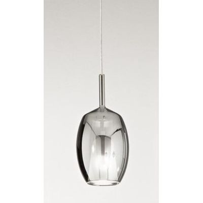 8254 RAIN SOSPENSIONE SINGOLA ALLUNGATA MODERNA BASE CROMO CON DIFFUSORE IN VETRO D17 CM IN 5 COLORI