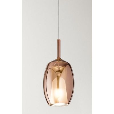 8254 RAIN SOSPENSIONE SINGOLA ALLUNGATA MODERNA BASE CROMO CON DIFFUSORE IN VETRO D17 CM IN 5 COLORI