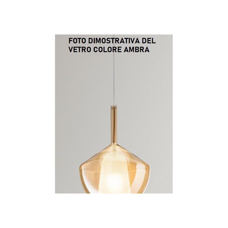 8254 RAIN SOSPENSIONE SINGOLA ALLUNGATA MODERNA BASE CROMO CON DIFFUSORE IN VETRO D17 CM IN 5 COLORI