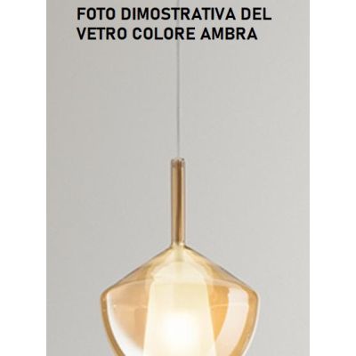 8254 RAIN SOSPENSIONE SINGOLA ALLUNGATA MODERNA BASE CROMO CON DIFFUSORE IN VETRO D17 CM IN 5 COLORI