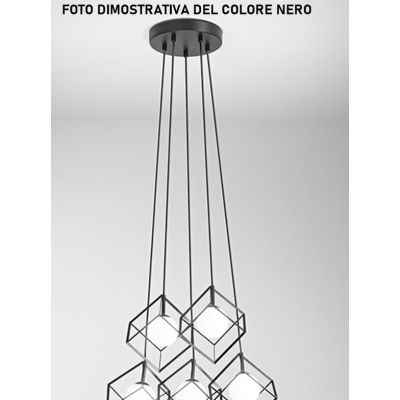 CUBE SOSPENSIONE MODERNA CON 3 CUBI IN METALLO NERO O ORO DIFFUSORI IN VETRO LAMPADINE ATTACCO G9