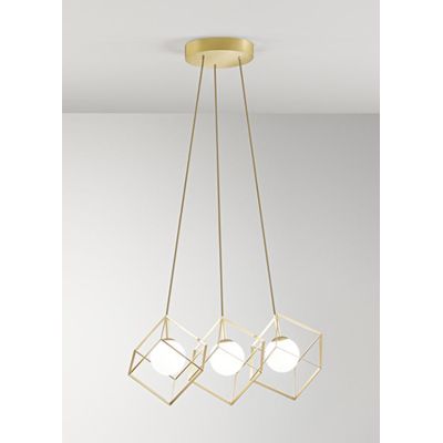 CUBE SOSPENSIONE MODERNA CON 3 CUBI IN METALLO NERO O ORO DIFFUSORI IN VETRO LAMPADINE ATTACCO G9