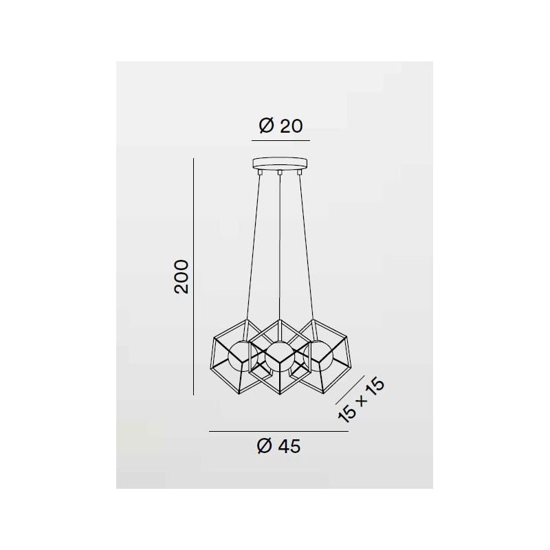 CUBE SOSPENSIONE MODERNA CON 3 CUBI IN METALLO NERO O ORO DIFFUSORI IN VETRO LAMPADINE ATTACCO G9