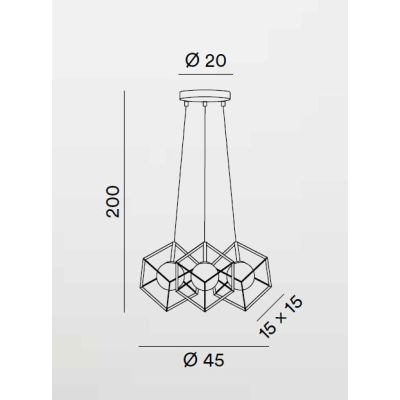 CUBE SOSPENSIONE MODERNA CON 3 CUBI IN METALLO NERO O ORO DIFFUSORI IN VETRO LAMPADINE ATTACCO G9