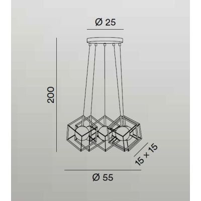 CUBE SOSPENSIONE MODERNA CON 5 CUBI IN METALLO NERO O ORO DIFFUSORI IN VETRO LAMPADINE ATTACCO G9