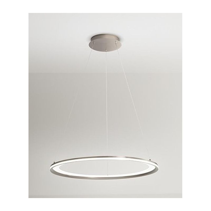 EDGE SOSPENSIONE AD ANELLO BIANCA O GRIGIA BIEMISSIONE 2 MISURE LED INTEGRATO LUCE 3000K MODERNA