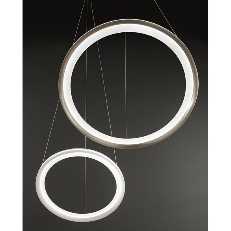 EDGE SOSPENSIONE AD ANELLO BIANCA O GRIGIA BIEMISSIONE 2 MISURE LED INTEGRATO LUCE 3000K MODERNA