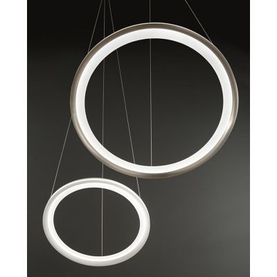 EDGE SOSPENSIONE AD ANELLO BIANCA O GRIGIA BIEMISSIONE 2 MISURE LED INTEGRATO LUCE 3000K MODERNA