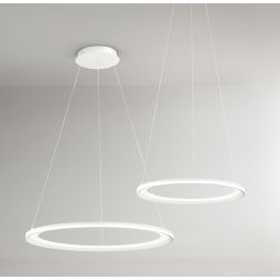 EDGE SOSPENSIONE AD ANELLO BIANCA O GRIGIA BIEMISSIONE 2 MISURE LED INTEGRATO LUCE 3000K MODERNA