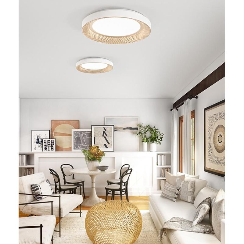 HIVE PLAFONIERA IN METALLO BIANCO O ORO LED INTEGRATO LUCE 3000K-4000K CCT 2 MISURE MODERNA