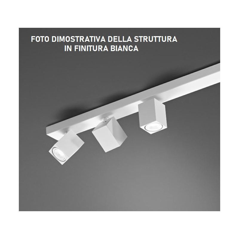 ODDY FARETTO A 3 LUCI CON SPOT QUADRATI DA SOFFITTO O PARETE ORIENTABILE METALLO BIANCO O NERO LAMPADINE 3XGU10