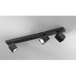 ODDY FARETTO A 3 LUCI CON SPOT QUADRATI DA SOFFITTO O PARETE ORIENTABILE METALLO BIANCO O NERO LAMPADINE 3XGU10