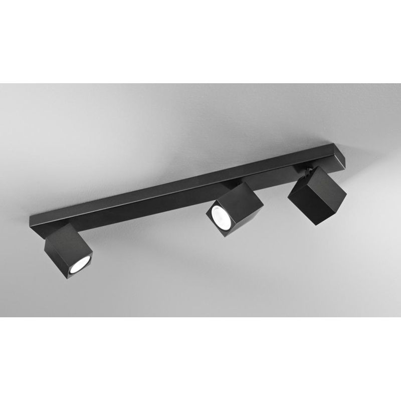 ODDY FARETTO A 3 LUCI CON SPOT QUADRATI DA SOFFITTO O PARETE ORIENTABILE METALLO BIANCO O NERO LAMPADINE 3XGU10