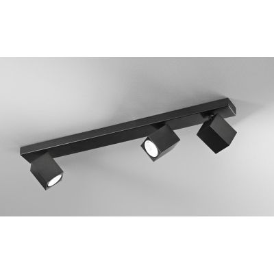 ODDY FARETTO A 3 LUCI CON SPOT QUADRATI DA SOFFITTO O PARETE ORIENTABILE METALLO BIANCO O NERO LAMPADINE 3XGU10