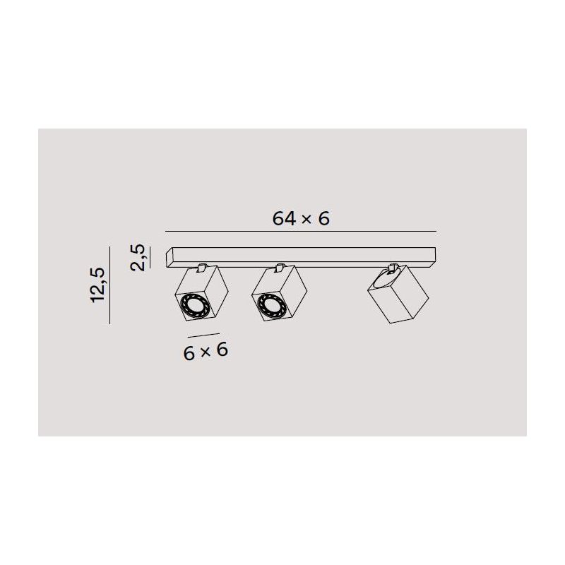 ODDY FARETTO A 3 LUCI CON SPOT QUADRATI DA SOFFITTO O PARETE ORIENTABILE METALLO BIANCO O NERO LAMPADINE 3XGU10