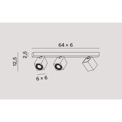 ODDY FARETTO A 3 LUCI CON SPOT QUADRATI DA SOFFITTO O PARETE ORIENTABILE METALLO BIANCO O NERO LAMPADINE 3XGU10