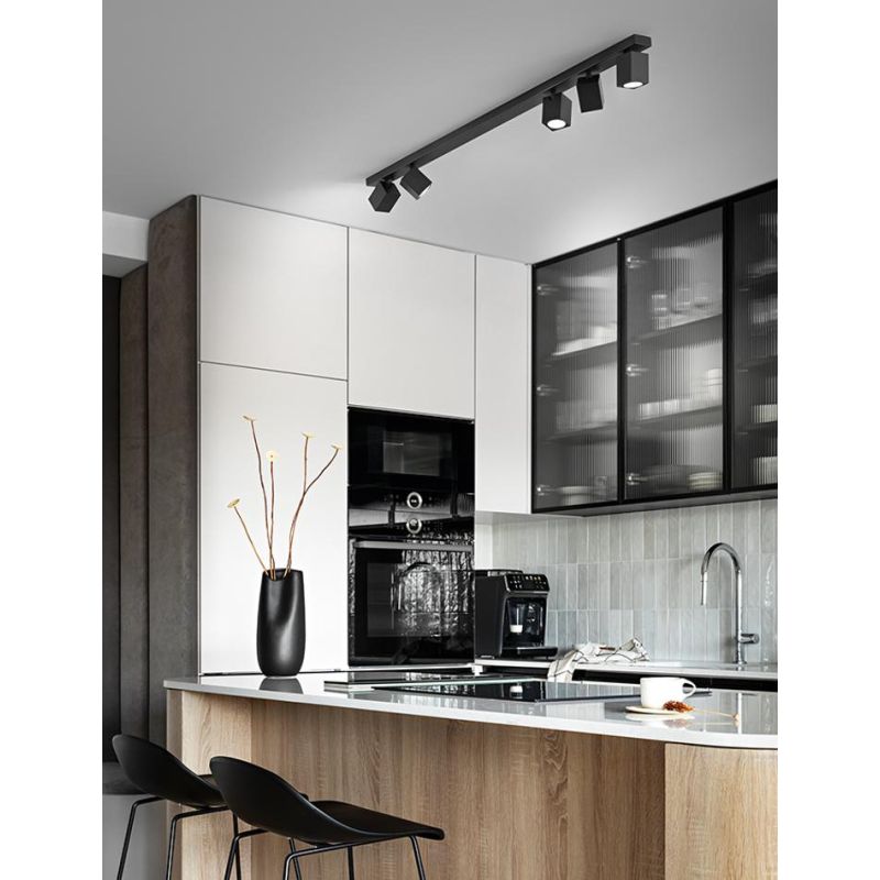 ODDY PLAFONIERA 5 LUCI CON SPOT QUADRATI ORIENTABILI METALLO BIANCO O NERO LAMPADINE 5XGU10
