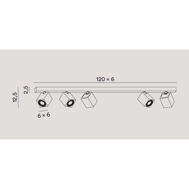 ODDY PLAFONIERA 5 LUCI CON SPOT QUADRATI ORIENTABILI METALLO BIANCO O NERO LAMPADINE 5XGU10