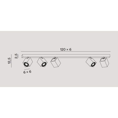 ODDY PLAFONIERA 5 LUCI CON SPOT QUADRATI ORIENTABILI METALLO BIANCO O NERO LAMPADINE 5XGU10