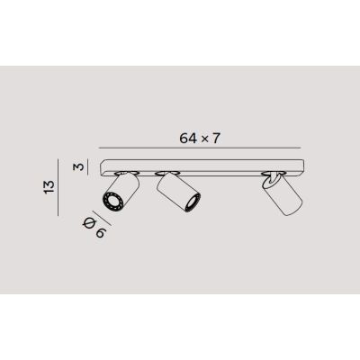ODDY FARETTO 3 LUCI CON SPOT A CILINDRO DA SOFFITTO O PARETE ORIENTABILE METALLO BIANCO O NERO LAMPADINE 3XGU10