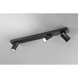 ODDY FARETTO 3 LUCI CON SPOT A CILINDRO DA SOFFITTO O PARETE ORIENTABILE METALLO BIANCO O NERO LAMPADINE 3XGU10