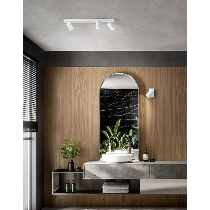 ODDY FARETTO 3 LUCI CON SPOT A CILINDRO DA SOFFITTO O PARETE ORIENTABILE METALLO BIANCO O NERO LAMPADINE 3XGU10