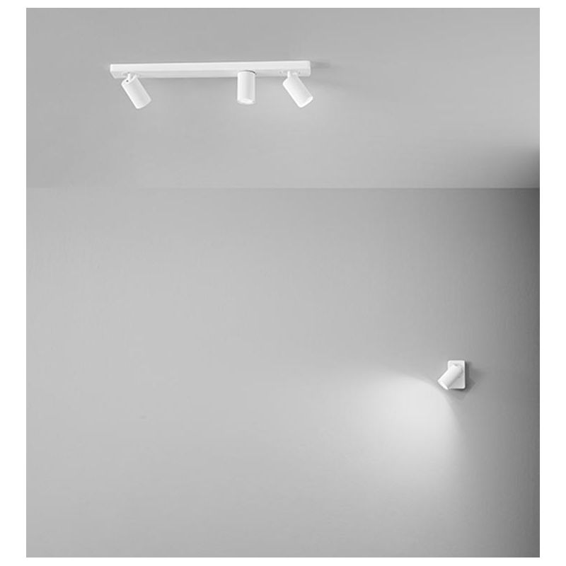 ODDY FARETTO 3 LUCI CON SPOT A CILINDRO DA SOFFITTO O PARETE ORIENTABILE METALLO BIANCO O NERO LAMPADINE 3XGU10