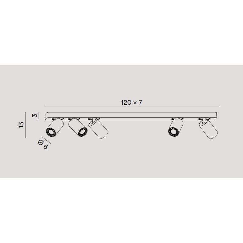 ODDY PLAFONIERA 5 LUCI CON SPOT A CILINDRO ORIENTABILI METALLO BIANCO O NERO LAMPADINE 5XGU10