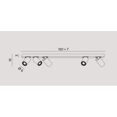 ODDY PLAFONIERA 5 LUCI CON SPOT A CILINDRO ORIENTABILI METALLO BIANCO O NERO LAMPADINE 5XGU10