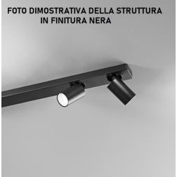 ODDY PLAFONIERA 5 LUCI CON SPOT A CILINDRO ORIENTABILI METALLO BIANCO O NERO LAMPADINE 5XGU10 2