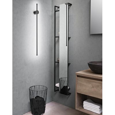 CLOCK APPLIQUE LINEARE 2 MISURE ALLUMINIO NERO O BIANCO IP 54 LED INTEGRATO LUCE 3000K DESIGN MODERNO