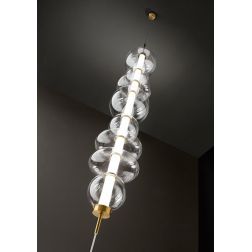 8165 BUBBLES PIANTANA CON ATTACCO A SOFFITTO ORO CON VETRI TRASPARENTI LED 37W LUCE 3000K DESIGN MODERNO 2