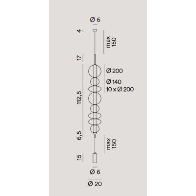 8165 BUBBLES PIANTANA CON ATTACCO A SOFFITTO ORO CON VETRI TRASPARENTI LED 37W LUCE 3000K DESIGN MODERNO
