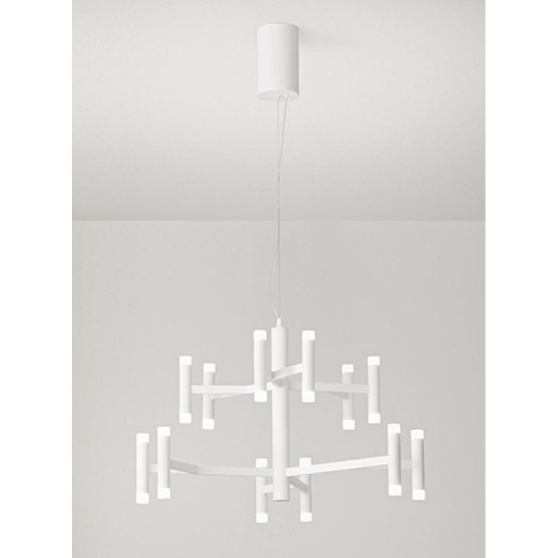 CANDLES LAMPADARIO MODERNO D70 CM ALLUMINIO COLOR ORO O BIANCO LED 68W LUCE 3000K DIMMERABILE BIEMISSIONE