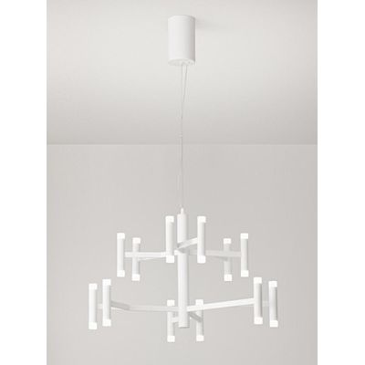 CANDLES LAMPADARIO MODERNO D70 CM ALLUMINIO COLOR ORO O BIANCO LED 68W LUCE 3000K DIMMERABILE BIEMISSIONE