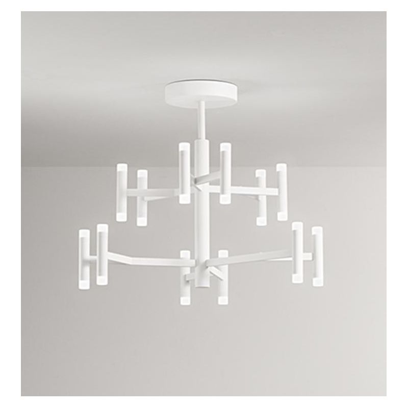 CANDLES PLAFONIERA MODERNA D70 CM ALLUMINIO COLOR ORO O BIANCO LED 68W LUCE 3000K DIMMERABILE BIEMISSIONE