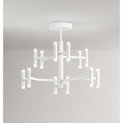 CANDLES PLAFONIERA MODERNA D70 CM ALLUMINIO COLOR ORO O BIANCO LED 68W LUCE 3000K DIMMERABILE BIEMISSIONE