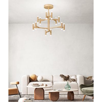 CANDLES PLAFONIERA MODERNA D70 CM ALLUMINIO COLOR ORO O BIANCO LED 68W LUCE 3000K DIMMERABILE BIEMISSIONE