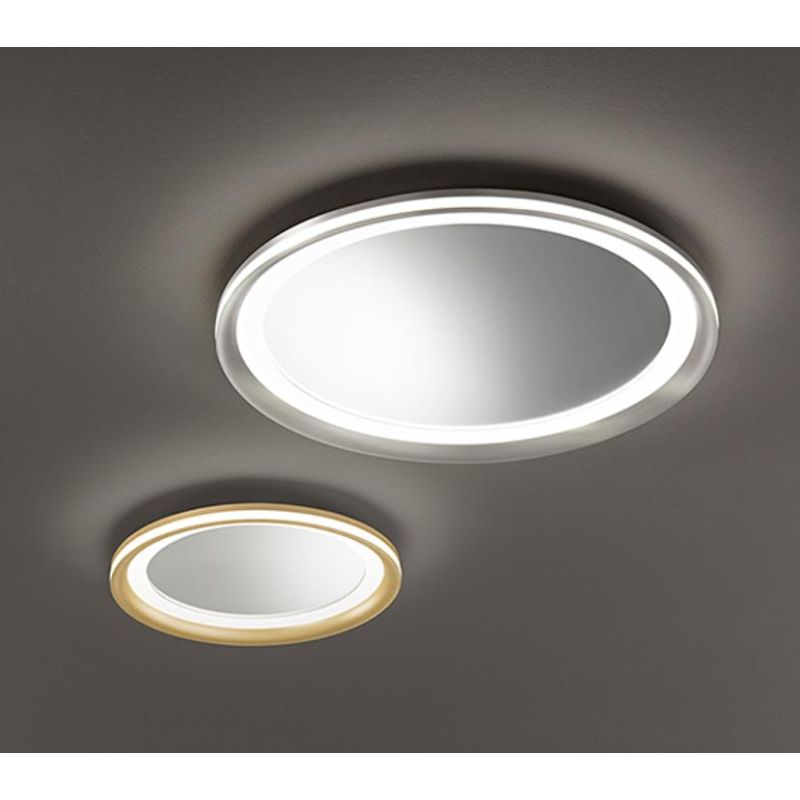 MIRO PLAFONIERA APPLIQUE CON INTERNO A SPECCHIO LED INTEGRATO LUCE 3000K DIMMERABILE 2 MISURE ORO O TITANIO