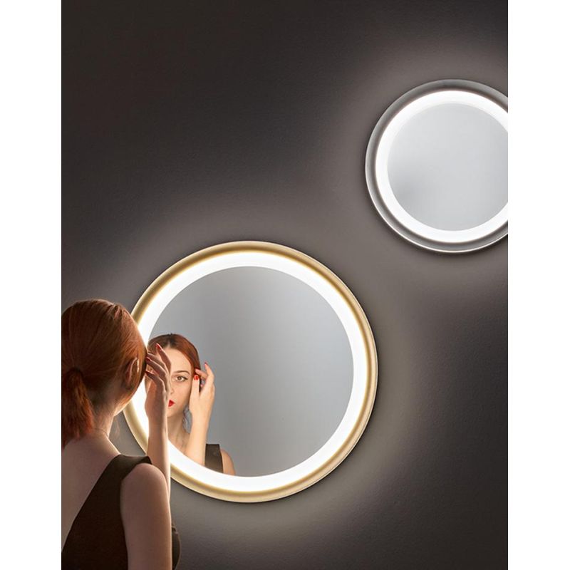 MIRO PLAFONIERA APPLIQUE CON INTERNO A SPECCHIO LED INTEGRATO LUCE 3000K DIMMERABILE 2 MISURE ORO O TITANIO