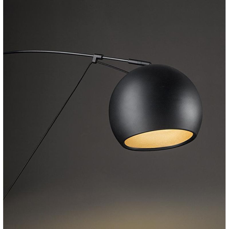 PULLEY PIANTANA AD ARCO NERA/ORO CON CARRUCOLA E DIFFUSORE ORIENTABILE LAMPADINA E27 DESIGN MODERNO