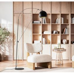 PULLEY PIANTANA AD ARCO NERA/ORO CON CARRUCOLA E DIFFUSORE ORIENTABILE LAMPADINA E27 DESIGN MODERNO