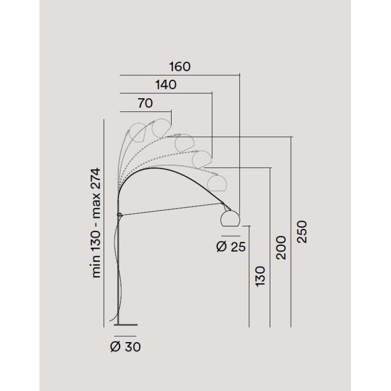 PULLEY PIANTANA AD ARCO NERA/ORO CON CARRUCOLA E DIFFUSORE ORIENTABILE LAMPADINA E27 DESIGN MODERNO