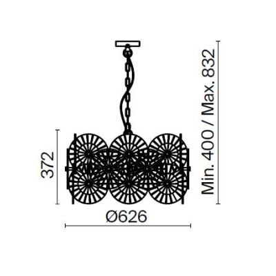 ASTER LAMPADARIO ELEGANTE D60 CM COLOR ORO CON VETRI TRASPARENTI SFUMATI AMBRA LAMPADINE 8XE14 CLASSICO