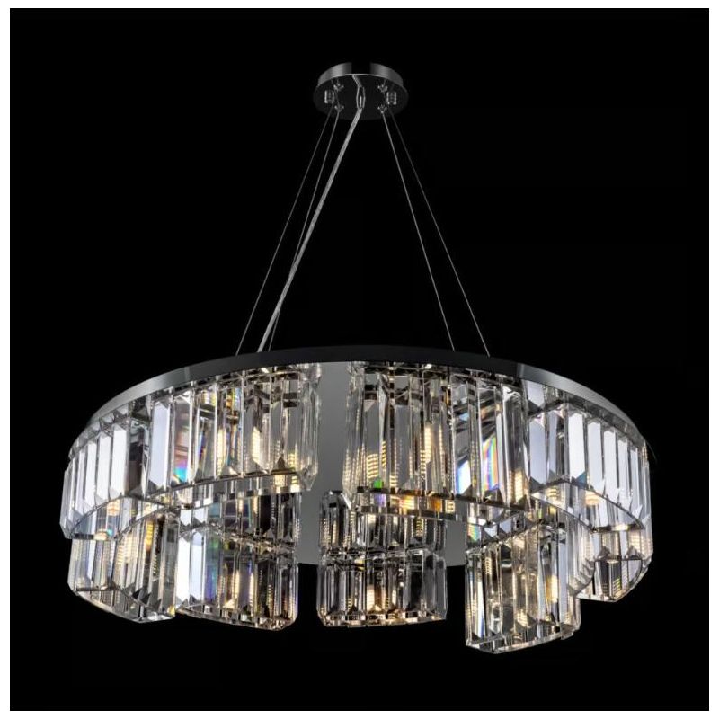 COLLINE LAMPADARIO A SOSPENSIONE D80 CM IN METALLO CROMO CON PENDENTI IN VETRO TRASPERANTE STILE CLASSICO