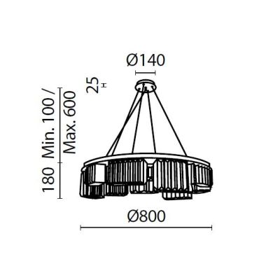 COLLINE LAMPADARIO A SOSPENSIONE D80 CM IN METALLO CROMO CON PENDENTI IN VETRO TRASPERANTE STILE CLASSICO