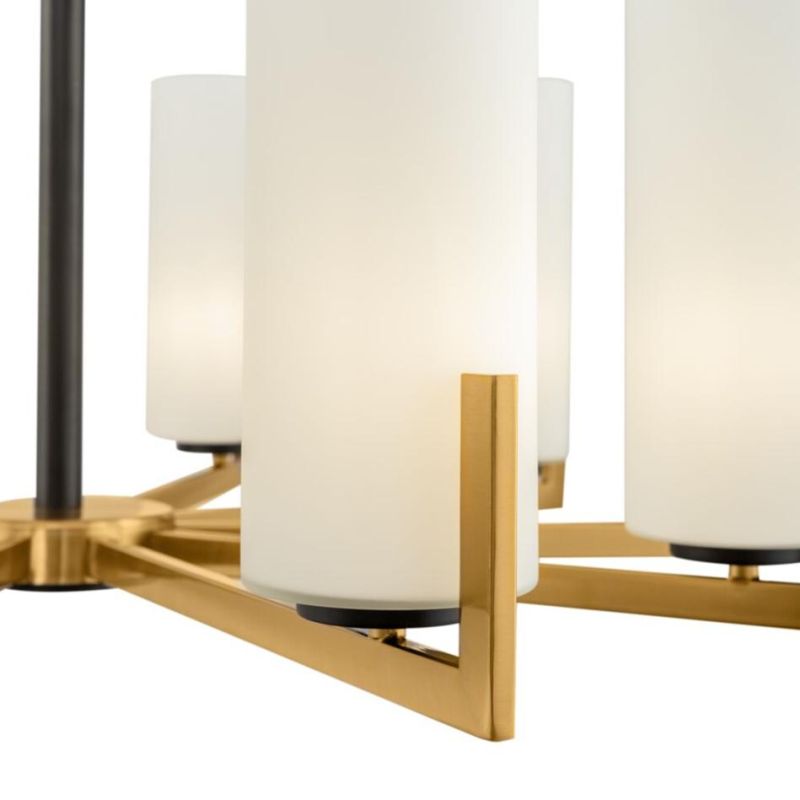 FORTANO PLAFONIERA A 10 LUCI METALLO FINITURA OTTONE CON DIFFUSORI A CILINDRO IN VETRO BIANCO D86 CM